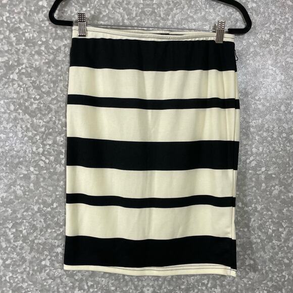 Metaphor Black & White Striped Jersey Pencil Skirt - Size Small - Knee Length - Picture 1 of 5